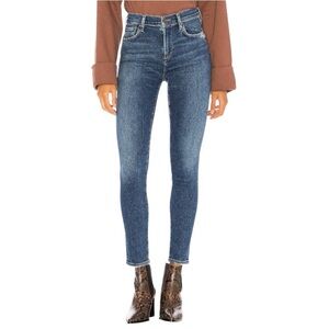 Agolde Sophie Tame Blue Midrise Ankle Skinny Distressed Denim